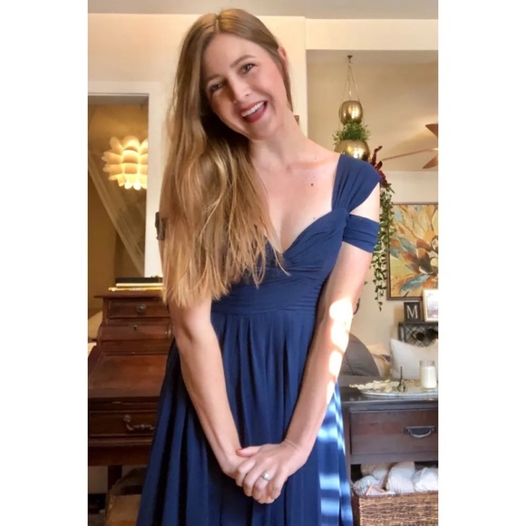 Lulu’s Elegant Navy Blue Wedding/Prom Maxi Dress - Picture 7 of 11
